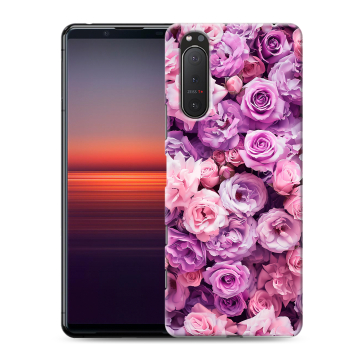 Силиконовый чехол на Sony Xperia 5 II с принтом лавандовые розы Силиконовый чехол на Sony Xperia 5 II с принтом лавандовые розы