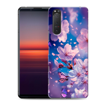Силиконовый чехол на Sony Xperia 5 II с принтом цветы бабочки