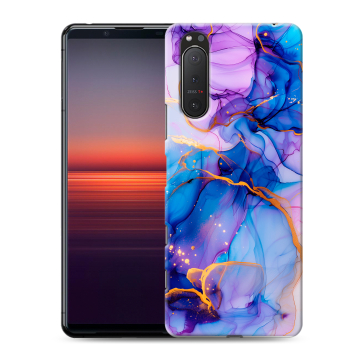 Силиконовый чехол на Sony Xperia 5 II с принтом синий мрамор