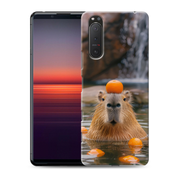 Силиконовый чехол на Sony Xperia 5 II с принтом Капибара с апельсином