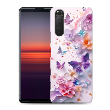 Силиконовый чехол на Sony Xperia 5 II с принтом цветы бабочки