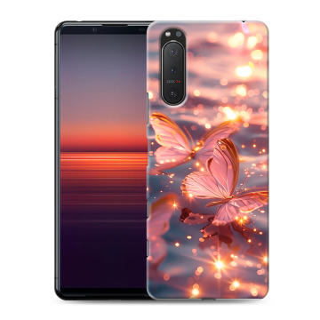 Силиконовый чехол на Sony Xperia 5 II с принтом бабочки розовые