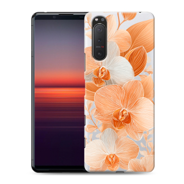 Силиконовый чехол на Sony Xperia 5 II с принтом Бежевые цветы Силиконовый чехол на Sony Xperia 5 II с принтом Бежевые цветы
