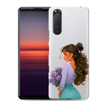Силиконовый чехол на Sony Xperia 5 II с принтом девушка цветы Силиконовый чехол на Sony Xperia 5 II с принтом девушка цветы