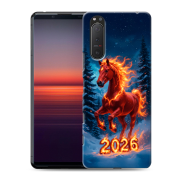 Силиконовый чехол на Sony Xperia 5 II с принтом Новый год коня Силиконовый чехол на Sony Xperia 5 II с принтом Новый год коня