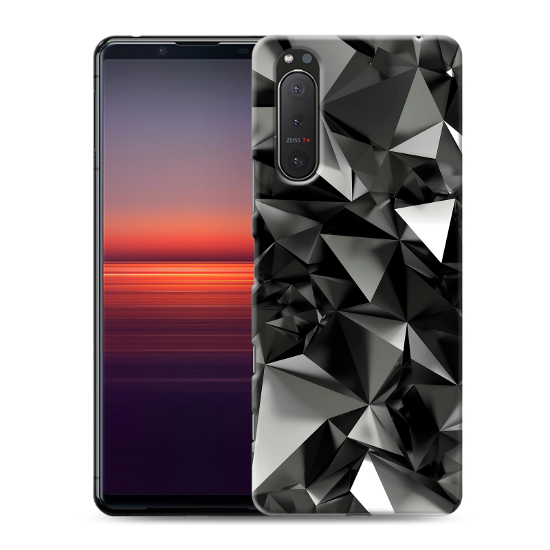 Силиконовый противоударный чехол на Sony Xperia 5 II с принтом Черные кристаллы Силиконовый противоударный чехол на Sony Xperia 5 II с принтом Черные кристаллы