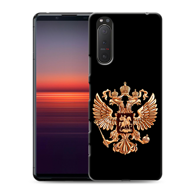 Силиконовый чехол на Sony Xperia 5 II с принтом Герб России золотой Силиконовый чехол на Sony Xperia 5 II с принтом Герб России золотой