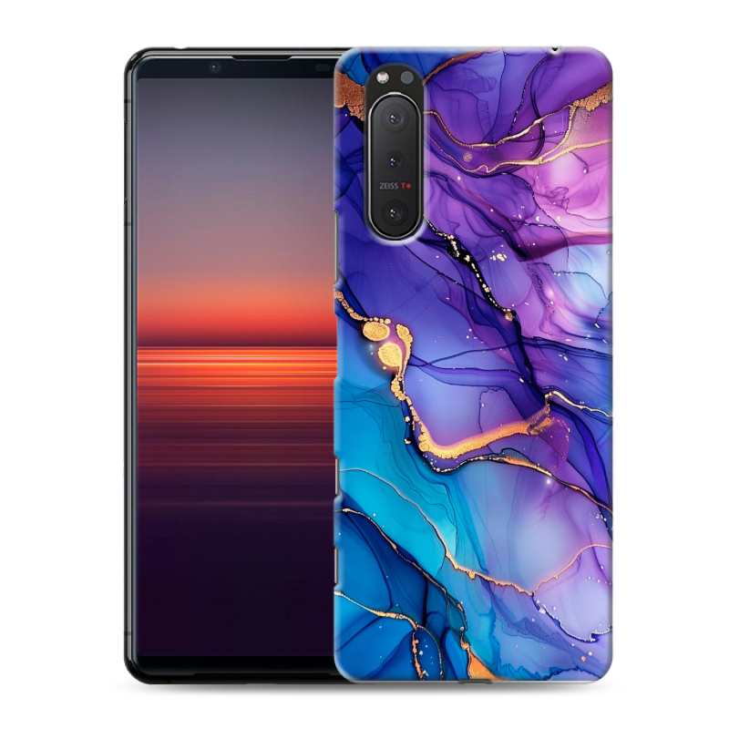 Силиконовый чехол на Sony Xperia 5 II с принтом синий мрамор Силиконовый чехол на Sony Xperia 5 II с принтом синий мрамор