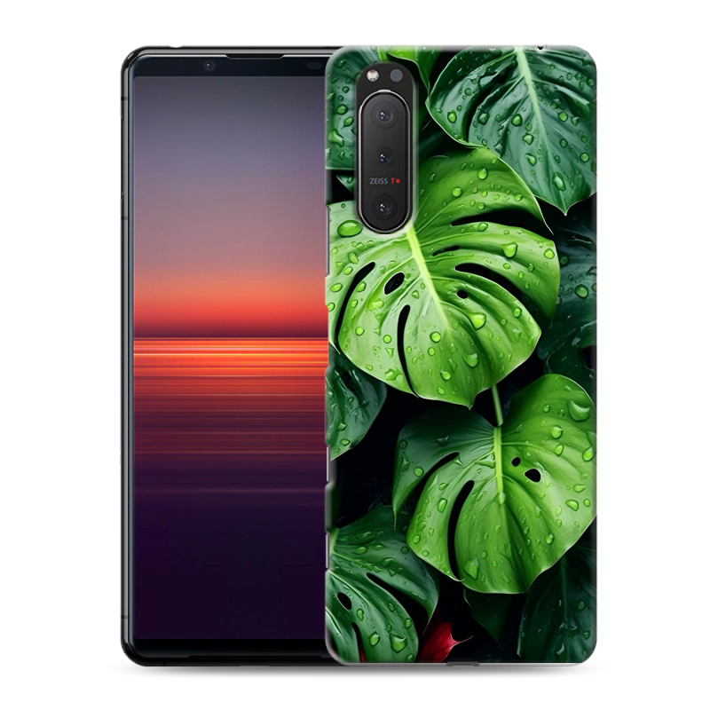 Пластиковый чехол на Sony Xperia 5 II с принтом Листья Пластиковый чехол на Sony Xperia 5 II с принтом Листья