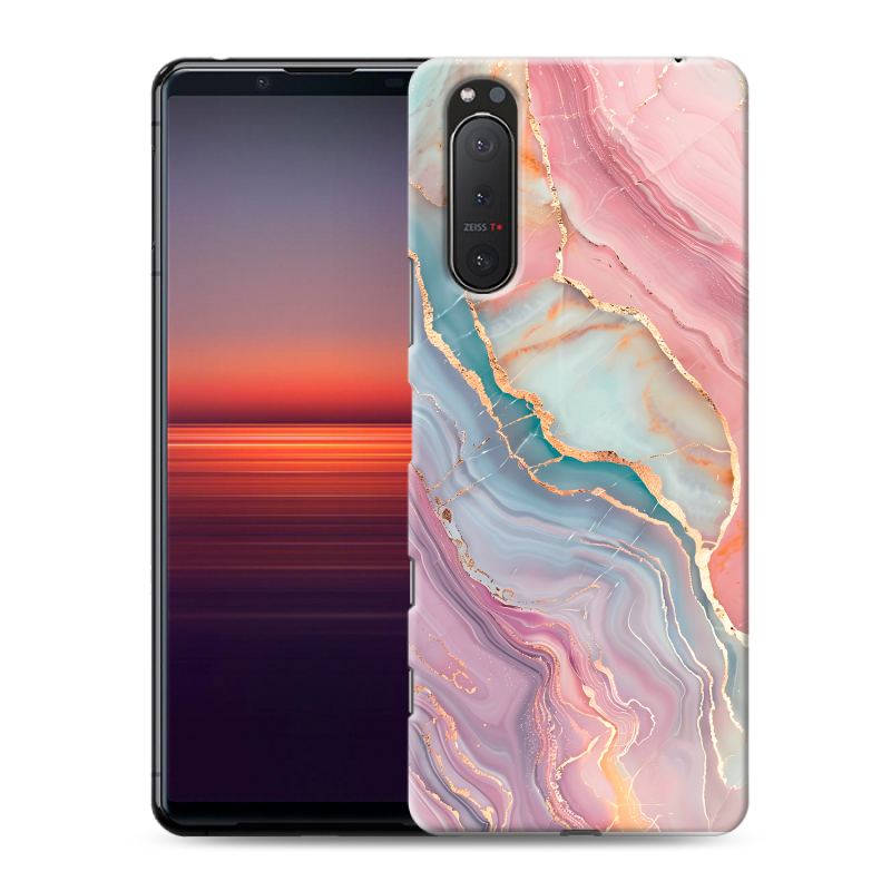 Силиконовый чехол на Sony Xperia 5 II с принтом розовый мрамор Силиконовый чехол на Sony Xperia 5 II с принтом розовый мрамор