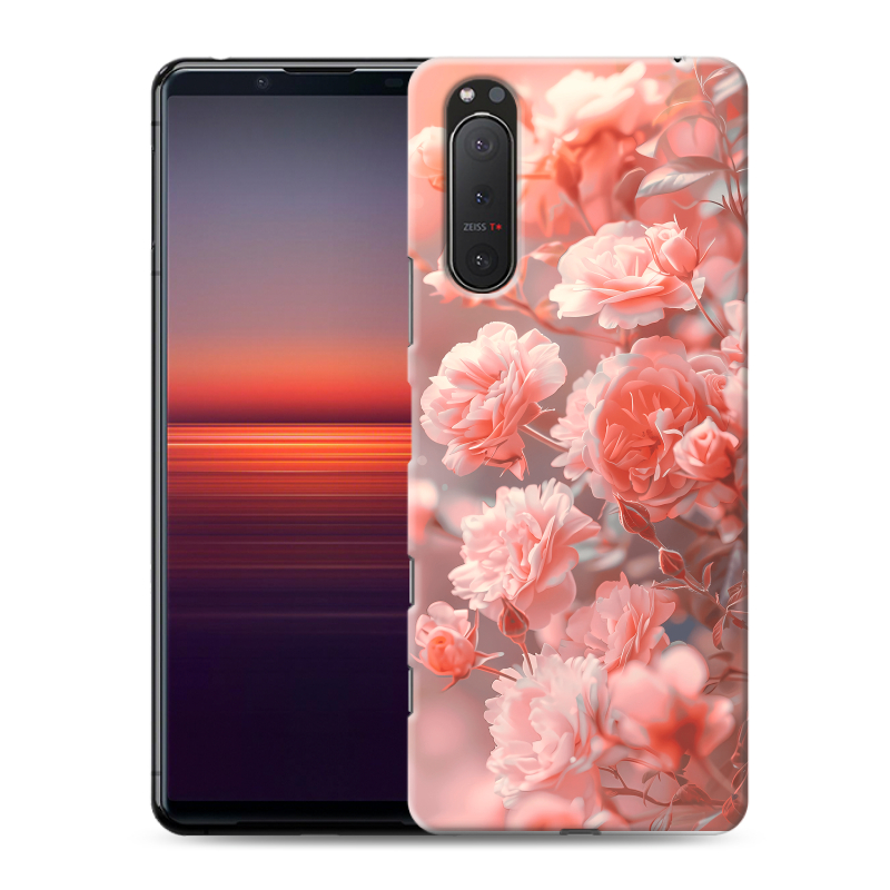 Силиконовый противоударный чехол на Sony Xperia 5 II с принтом Розы цветы Силиконовый противоударный чехол на Sony Xperia 5 II с принтом Розы цветы