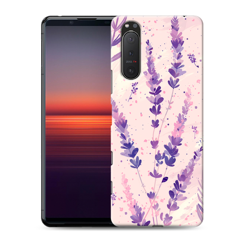 Силиконовый противоударный чехол на Sony Xperia 5 II с принтом цветы лаванда Силиконовый противоударный чехол на Sony Xperia 5 II с принтом цветы лаванда