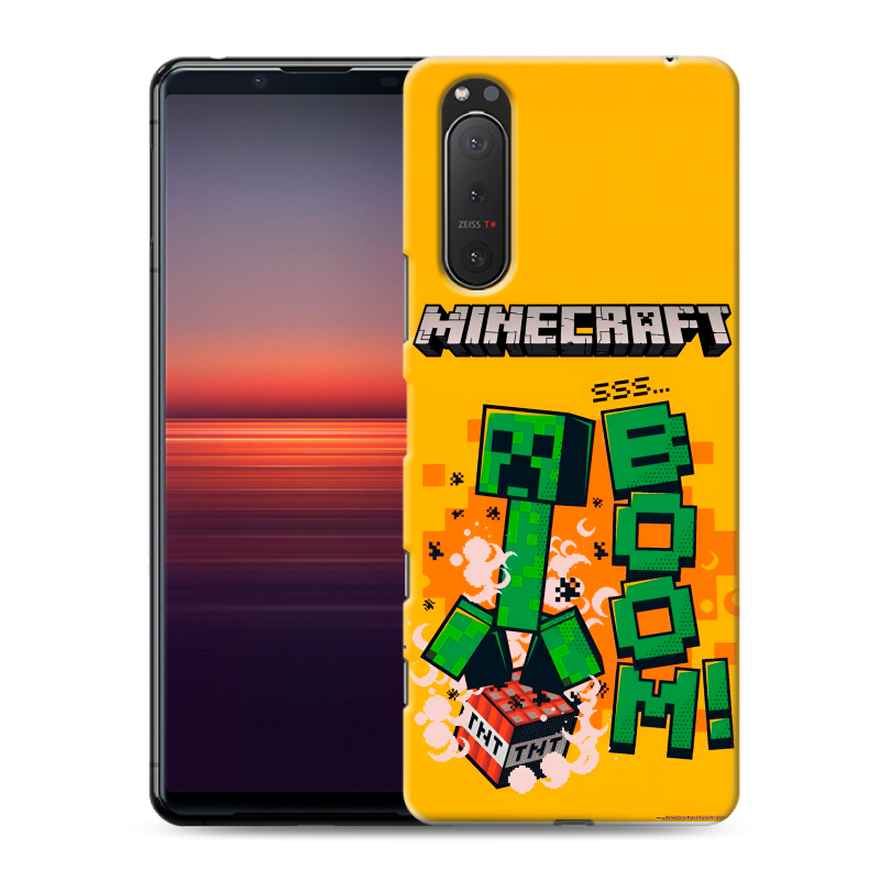 Силиконовый противоударный чехол на Sony Xperia 5 II с принтом Майнкрафт Minecraft Силиконовый противоударный чехол на Sony Xperia 5 II с принтом Майнкрафт Minecraft