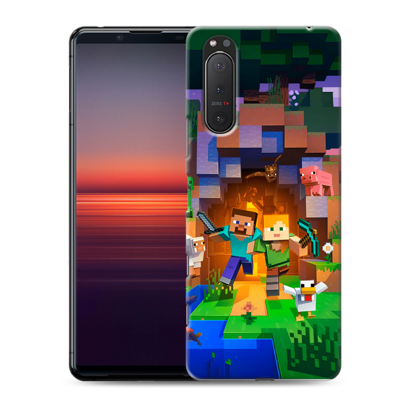 Силиконовый противоударный чехол на Sony Xperia 5 II с принтом Майнкрафт Minecraft Силиконовый противоударный чехол на Sony Xperia 5 II с принтом Майнкрафт Minecraft