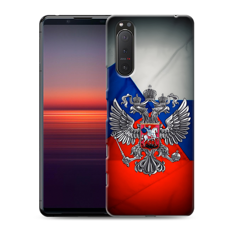 Силиконовый чехол на Sony Xperia 5 II с принтом Флаг России Силиконовый чехол на Sony Xperia 5 II с принтом Флаг России