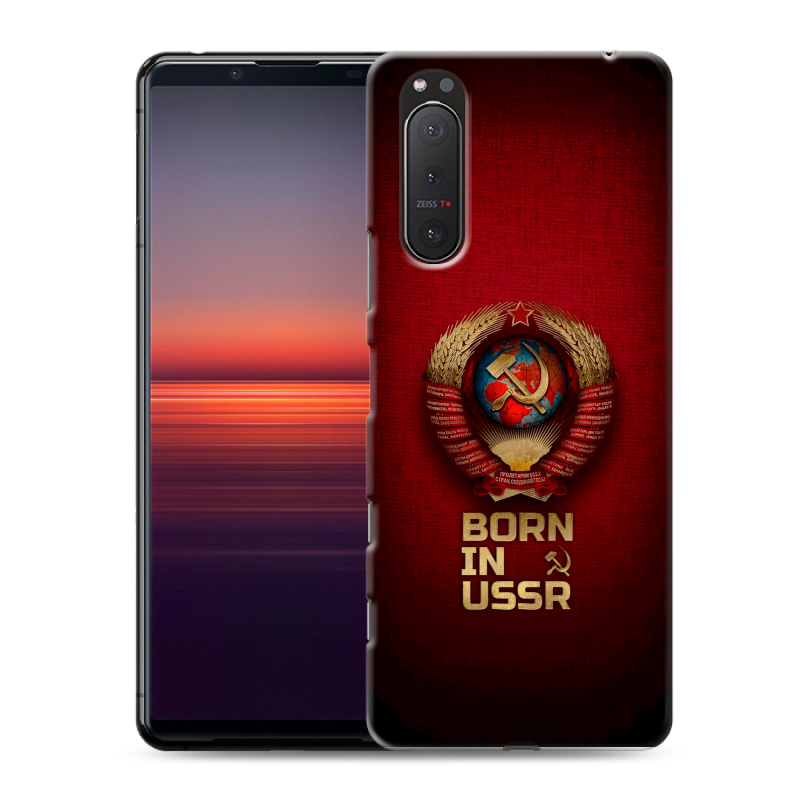 Силиконовый чехол на Sony Xperia 5 II с принтом Флаг Герб СССР Силиконовый чехол на Sony Xperia 5 II с принтом Флаг Герб СССР