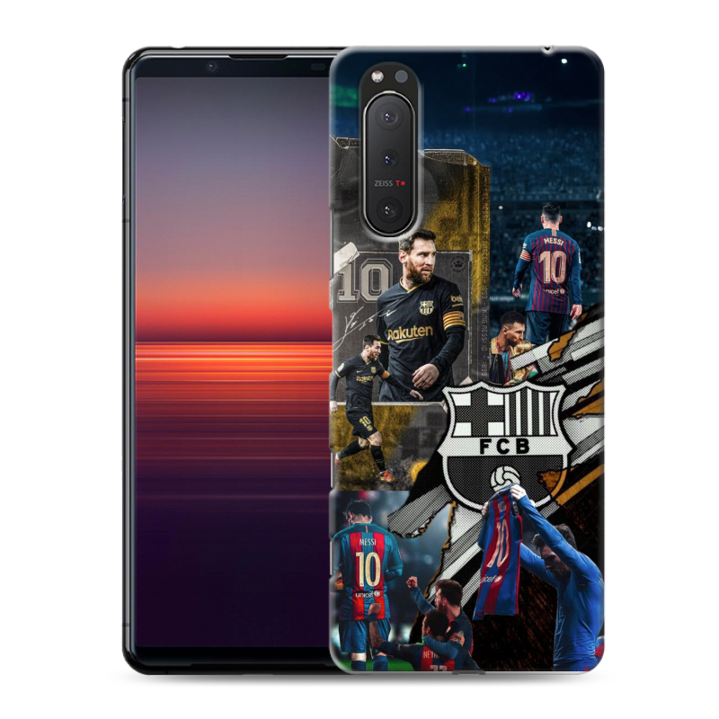 Силиконовый противоударный чехол на Sony Xperia 5 II с принтом Messi Barcelona Силиконовый противоударный чехол на Sony Xperia 5 II с принтом Messi Barcelona