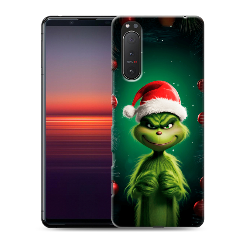 Силиконовый чехол на Sony Xperia 5 II с принтом Гринч Новый год Рождество Силиконовый чехол на Sony Xperia 5 II с принтом Гринч Новый год Рождество