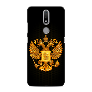 Силиконовый чехол на Nokia 2.4 с принтом Герб России желтый
