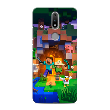 Силиконовый чехол на Nokia 2.4 с принтом Майнкрафт Minecraft Силиконовый чехол на Nokia 2.4 с принтом Майнкрафт Minecraft