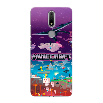 Силиконовый чехол на Nokia 2.4 с принтом Майнкрафт Minecraft Силиконовый чехол на Nokia 2.4 с принтом Майнкрафт Minecraft