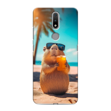 Силиконовый чехол на Nokia 2.4 с принтом Капибара Силиконовый чехол на Nokia 2.4 с принтом Капибара