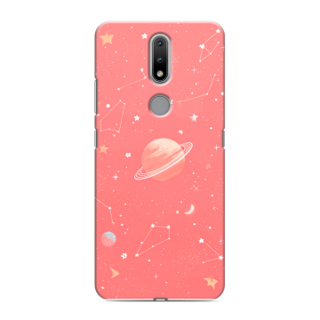Силиконовый чехол на Nokia 2.4 с принтом Розовый космос