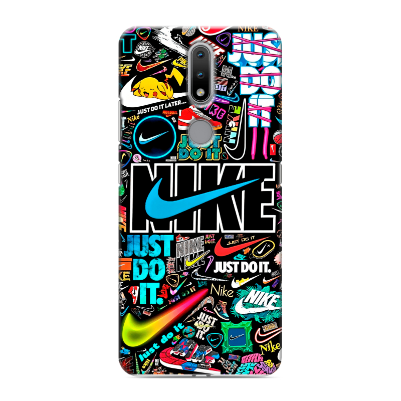 Силиконовый чехол на Nokia 2.4 с принтом найк nike черный Силиконовый чехол на Nokia 2.4 с принтом найк nike черный