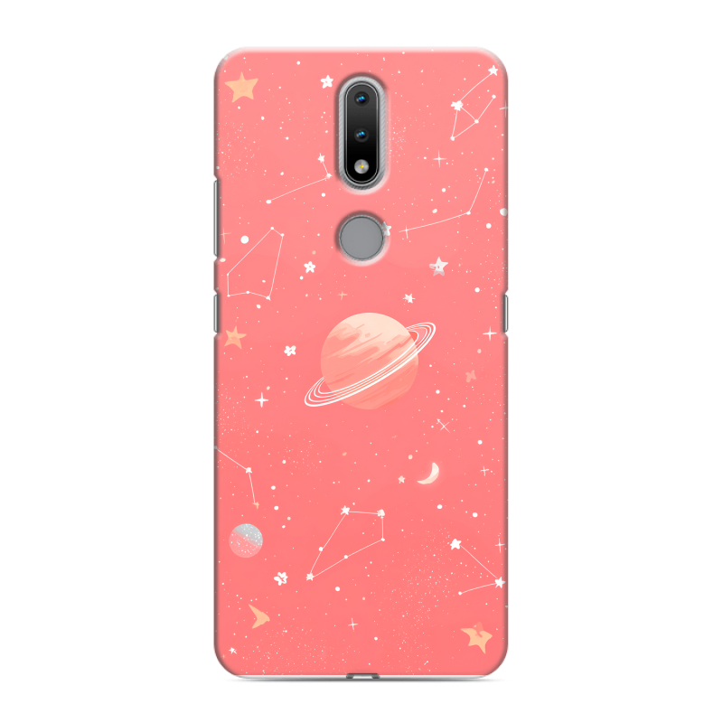 Силиконовый противоударный чехол на Nokia 2.4 с принтом Розовый космос Силиконовый противоударный чехол на Nokia 2.4 с принтом Розовый космос
