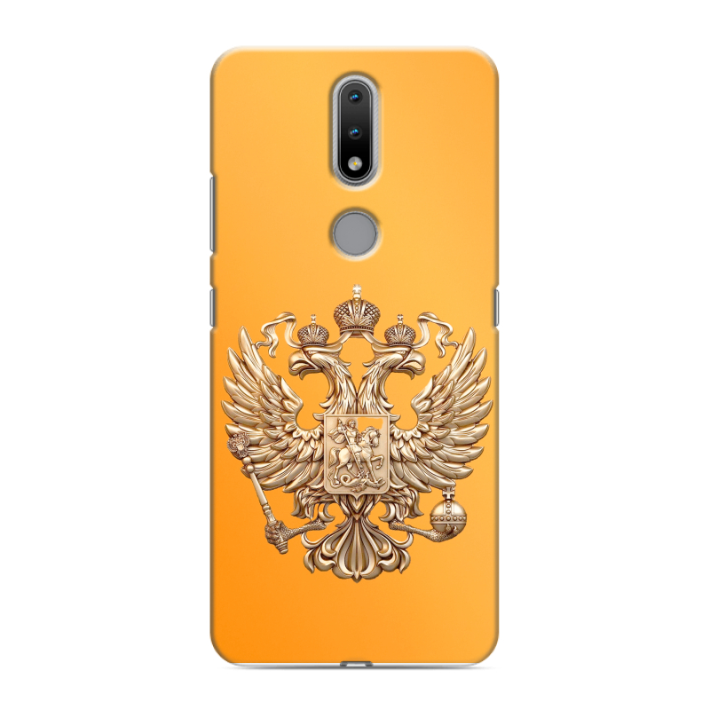Силиконовый противоударный чехол на Nokia 2.4 с принтом Герб Флаг России Силиконовый противоударный чехол на Nokia 2.4 с принтом Герб Флаг России