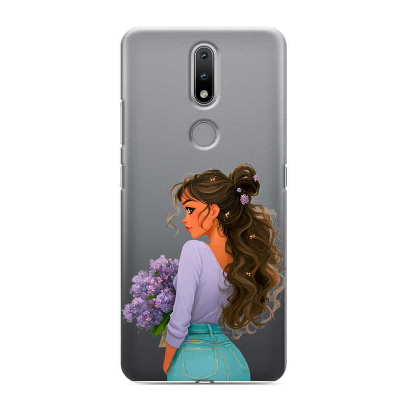 Силиконовый чехол на Nokia 2.4 с принтом девушка цветы Силиконовый чехол на Nokia 2.4 с принтом девушка цветы