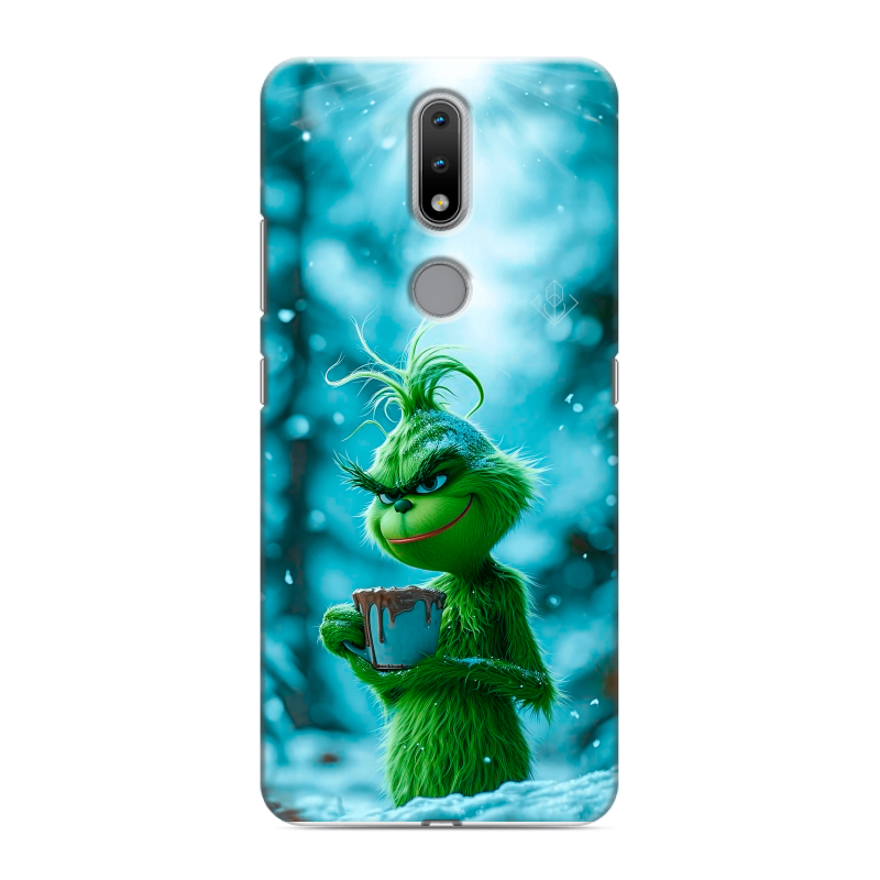Силиконовый противоударный чехол на Nokia 2.4 с принтом Новый год гринч Силиконовый противоударный чехол на Nokia 2.4 с принтом Новый год гринч