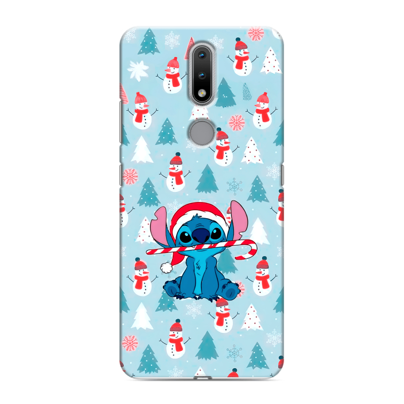 Силиконовый противоударный чехол на Nokia 2.4 с принтом Стич Новый год Силиконовый противоударный чехол на Nokia 2.4 с принтом Стич Новый год