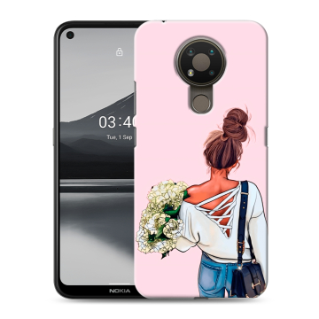 Силиконовый чехол на Nokia 3.4 с принтом Девушка и букет Силиконовый чехол на Nokia 3.4 с принтом Девушка и букет