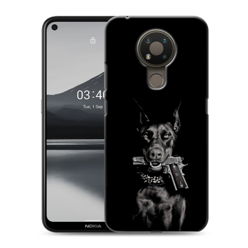 Силиконовый чехол на Nokia 3.4 с принтом Доберман и пистолет Силиконовый чехол на Nokia 3.4 с принтом Доберман и пистолет