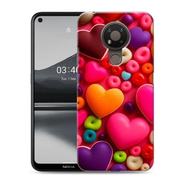 Силиконовый чехол на Nokia 3.4 с принтом Сердечки Силиконовый чехол на Nokia 3.4 с принтом Сердечки
