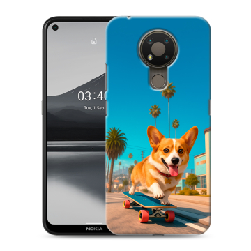 Силиконовый чехол на Nokia 3.4 с принтом Корги на скейте Силиконовый чехол на Nokia 3.4 с принтом Корги на скейте