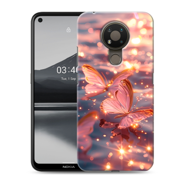 Силиконовый чехол на Nokia 3.4 с принтом бабочки розовые