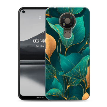 Силиконовый чехол на Nokia 3.4 с принтом Листья и золото