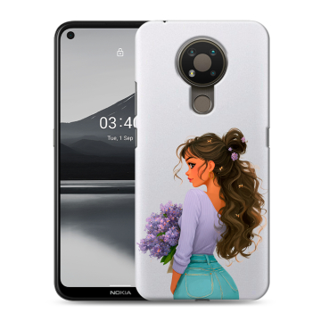 Силиконовый чехол на Nokia 3.4 с принтом девушка цветы