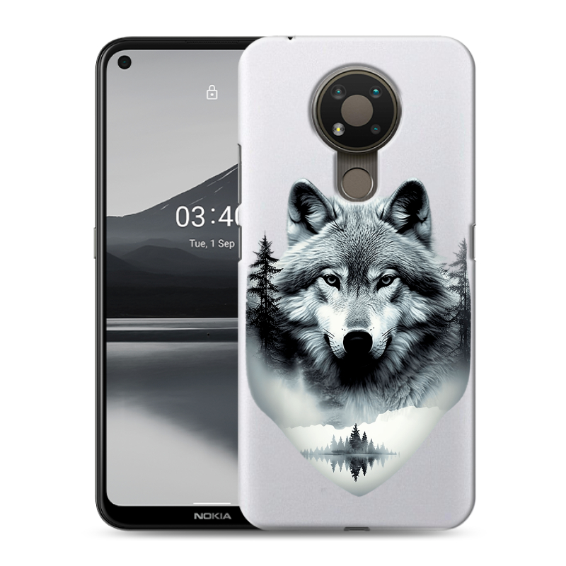 Силиконовый чехол на Nokia 3.4 с принтом Волк в лесу Силиконовый чехол на Nokia 3.4 с принтом Волк в лесу