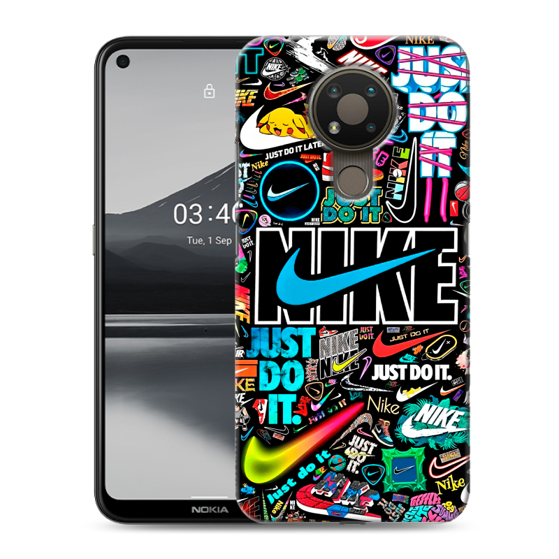 Силиконовый чехол на Nokia 3.4 с принтом найк nike черный Силиконовый чехол на Nokia 3.4 с принтом найк nike черный