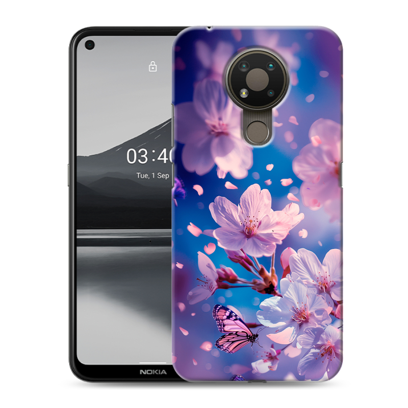Силиконовый чехол на Nokia 3.4 с принтом цветы бабочки Силиконовый чехол на Nokia 3.4 с принтом цветы бабочки
