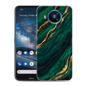 Силиконовый чехол на Nokia 8.3 с принтом Мрамор зеленое золото