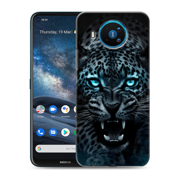 Силиконовый чехол на Nokia 8.3 с принтом Темный леопард
