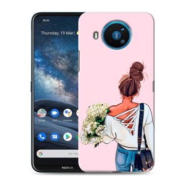Силиконовый чехол на Nokia 8.3 с принтом Девушка и букет