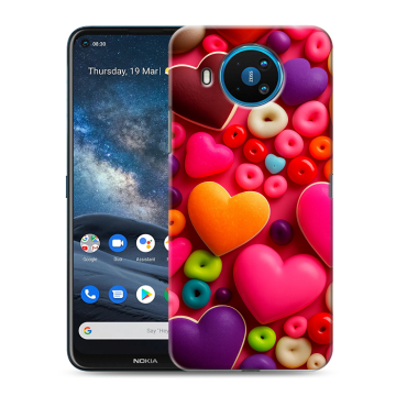 Силиконовый чехол на Nokia 8.3 с принтом Сердечки