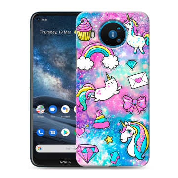 Силиконовый чехол на Nokia 8.3 с принтом Единороги