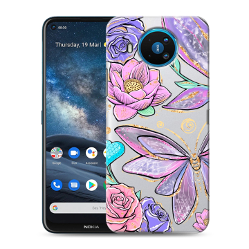 Силиконовый чехол на Nokia 8.3 с принтом Бабочки и цветы