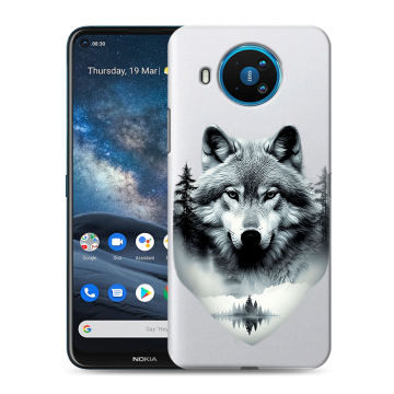 Силиконовый чехол на Nokia 8.3 с принтом Волк в лесу Силиконовый чехол на Nokia 8.3 с принтом Волк в лесу